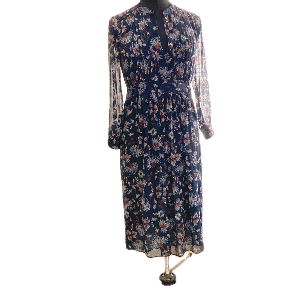 Whistles Navy Floral Long Sleeve Dress